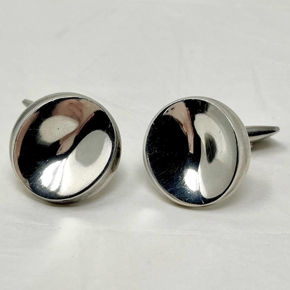 Georg Jensen Handmade Sterling Silver Rare Concave Oval Cufflinks #74B
